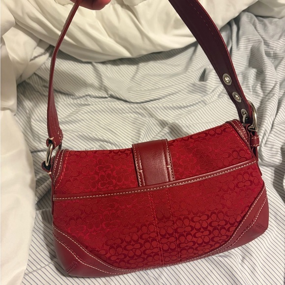 Rare Vintage Red Coach Soho Leather Shoulder Bag - Picture 3 of 7